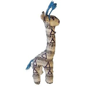 Handmade Giraffe Stuffed Animal 12" Embroidery Folk Art